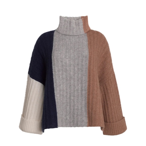 ELEVEN SIX Talia Mock Neck Alpaca Blend Poncho Sweater Medium/Large - Picture 10 of 11